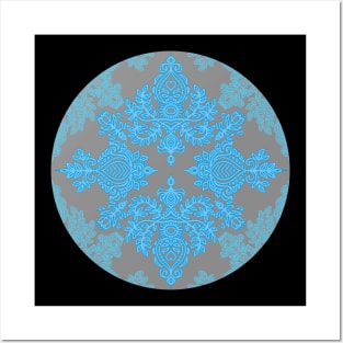 Turquoise Tangle - sky blue, aqua & grey pattern Posters and Art